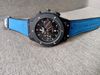 Đồng hồ Nam Hublot Geneve Black & Blue Chronograph, mặt đen, dây xanh