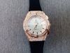 Đồng hồ Nam Hublot Geneve Gold Full Diamon, mặt trắng, size 42mm, máy Nhật