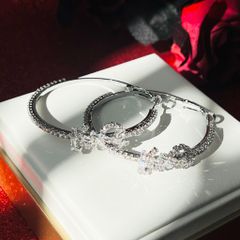  Bông Tai Khoen Tròn YSL Màu Trắng 5cm Pha Lê (BS) 