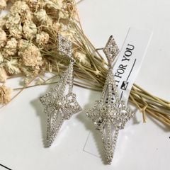  Bông Tai Lưới Nhện Bản To Pha Lê Trắng Cá Tính 