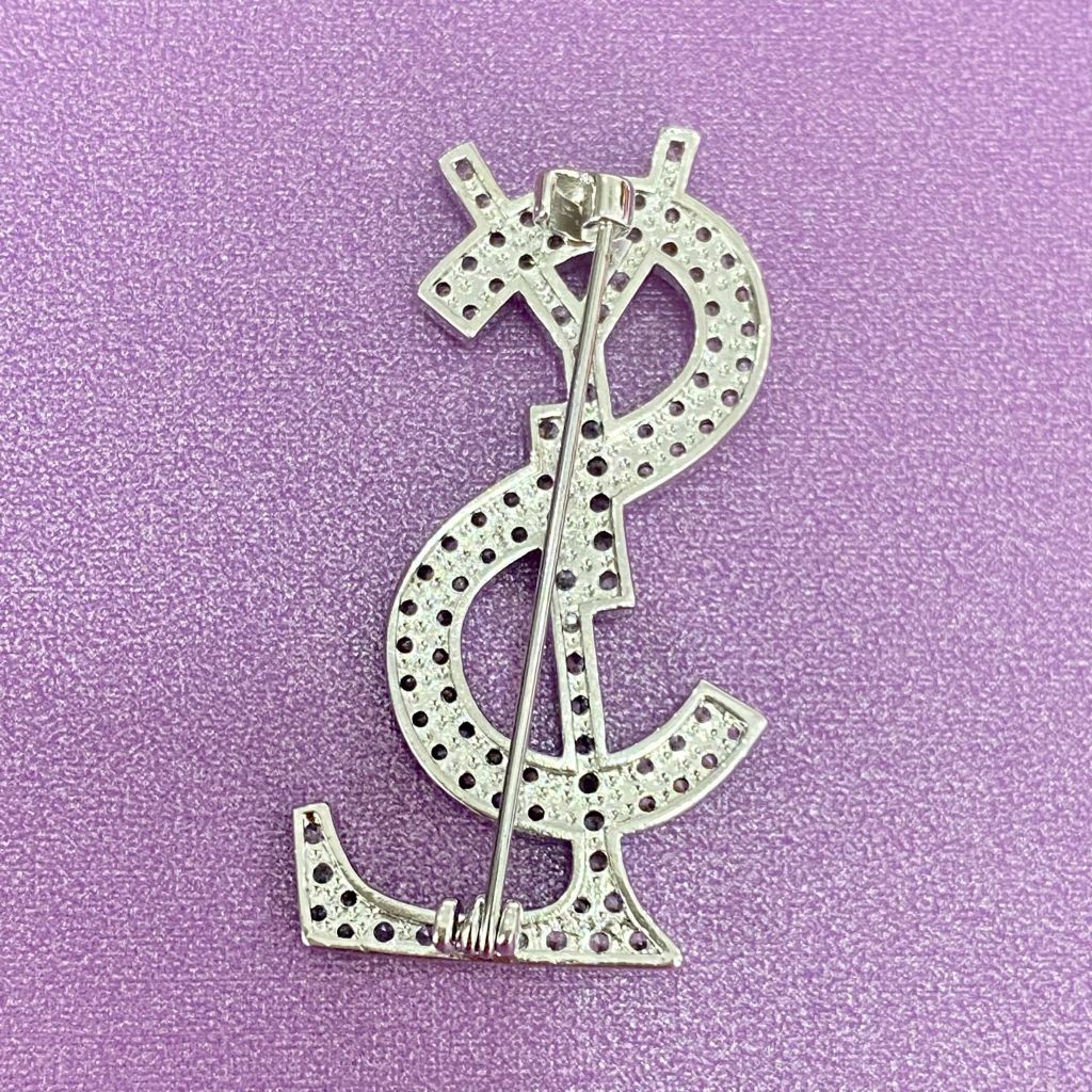  Cài Áo Nam, Nữ - YSL Màu Trắng Pha Lê (AE) 