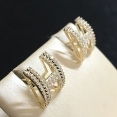  Bông Tai Hermes Màu Vàng Pha Lê Trắng (AC) 