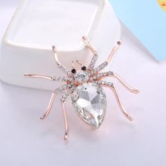  Cài Áo Nam - Con Nhện Màu Vàng Pha Lê Trắng (AH) 