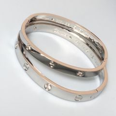  Vòng Tay Cặp Đôi Tình Yêu - Cartier Màu Trắng Titan Cao Cấp Pha Lê (AB) 