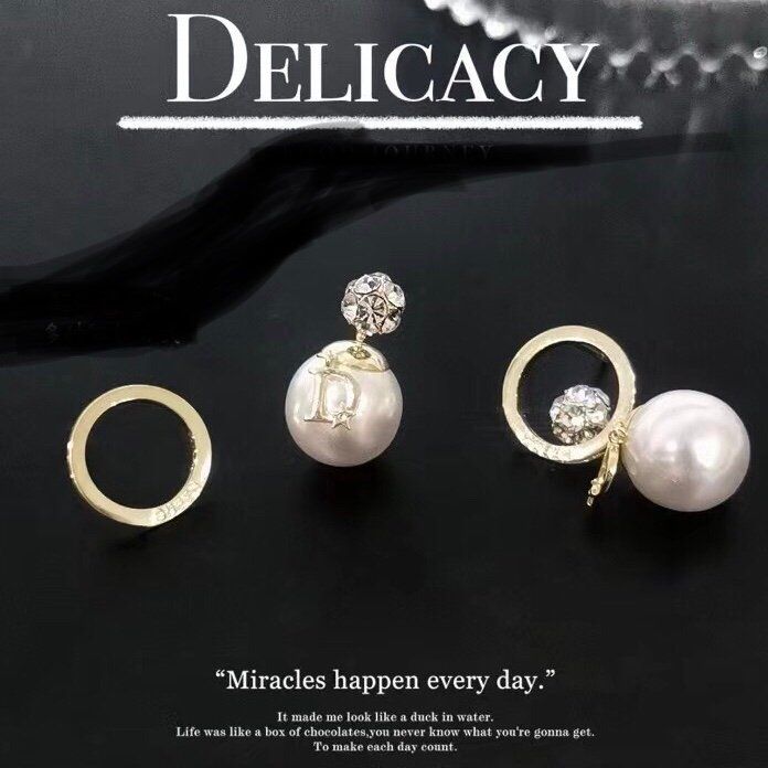  Bộ Trang Sức Dior Vàng - Vòng cổ Choker, Vòng Tay & Bông Tai Ngọc Trai, Pha Lê 6 Kiểu Đeo Quý Phái (AH) 