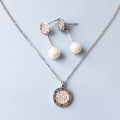  Bộ Trang Sức Bạc Cao Cấp - Cartier Ngọc Trai & Pha Lê Trắng 