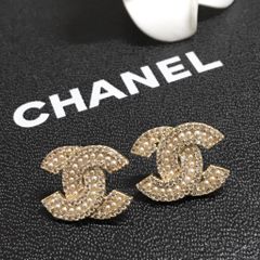  Bông Tai Chanel Màu Vàng Ngọc Trai & Pha Lê (AG) 