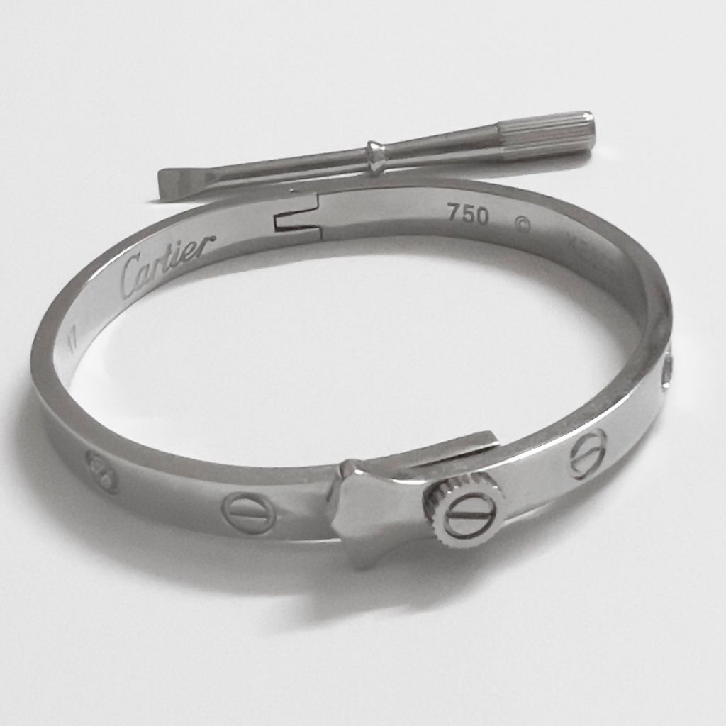  Vòng Tay TiTan Cao Cấp - Cây Đinh Cartier & Tua Vít Màu Trắng Pha Lê (AG) 