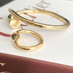  Bộ Trang Sức Cây Đinh Cartier Titan Cao Cấp - Vòng Tay & Nhẫn Màu Vàng Pha Lê (AB) 