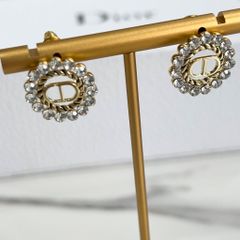  Bông Tai Dior Màu Vàng Pha Lê Trắng (AP) 