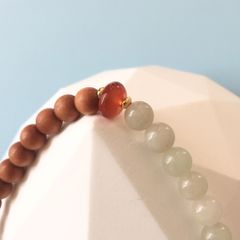  Vòng Đá Phong Thuỷ Cao Cấp - 2 Vòng Hồ Lô Gỗ Đàn Hương & Đá Ngọc Bích Xanh Lá Tự Nhiên 