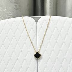  Dây Chuyền Titan Cao Cấp - Cỏ 4 Lá May Mắn Màu Vàng Đen (AO) 