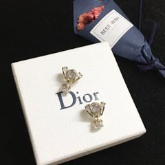  Bông Tai Dior Màu Vàng Pha Lê Trắng (AG) - Có 3 Kiểu Đeo 