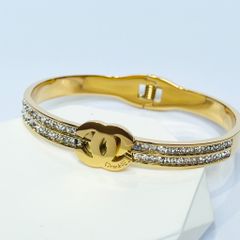  Vòng Tay TiTan Cao Cấp - Chanel Màu Vàng Pha Lê Trắng (AF) 