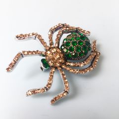  Cài Áo Nam - Con Nhện Màu Vàng Pha Lê Xanh & Vàng (AM) 