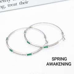  Bông Tai Khoen Tròn Màu Trắng Pha Lê Xanh & Trắng 