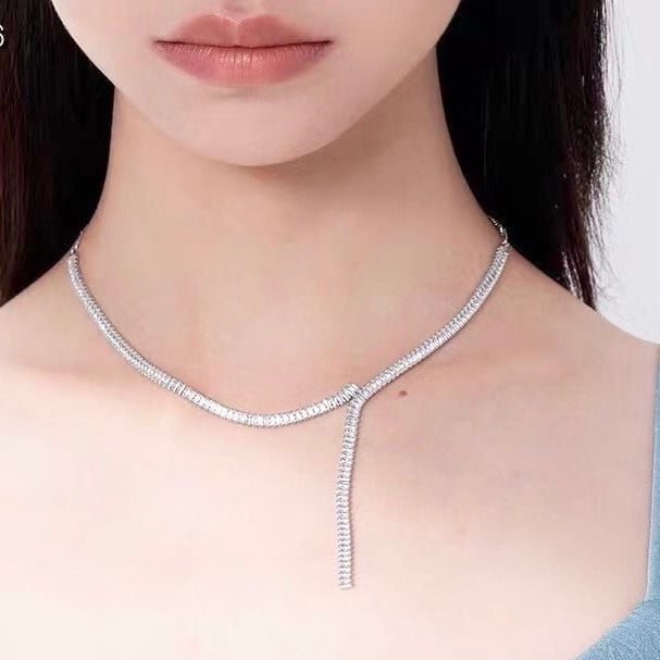  Dây Chuyền Ngắn - Choker Pha Lê Vuông Tinh Tế (AR) 