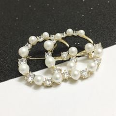  Cài Áo Nam, Nữ - Gucci Màu Vàng Ngọc Trai & Pha Lê Trắng (AC) 