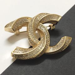  Cài Áo Nam, Nữ - Chanel Xoắn Màu Vàng Hồng Pha Lê Trắng (AA) 