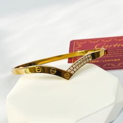  Vòng Tay TiTan Cao Cấp - Cartier Màu Vàng Pha Lê Trắng (AK) 