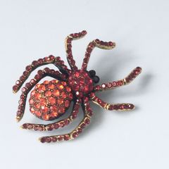  Cài Áo Nam - Con Nhện Màu Vàng Pha Lê Đỏ (AL) 