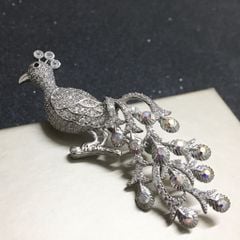  Cài Áo Con Phượng Hoàng Pha Lê Trắng Sang Trọng (AB) 