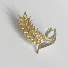  Cài Áo Nam, Nữ - Bông Lúa Pha Lê Vàng & Trắng (AH) 