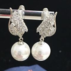  Bông Tai Đôi Cánh Thiên Thần Ngọc Trai & Pha Lê Trắng (AN) 