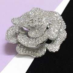  Cài Áo Hoa Trà Chanel Pha Lê Trắng (BF) 