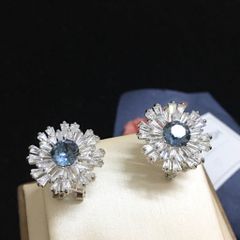  Bông Tai Cánh Hoa Pha Lê Xanh Bích & Trắng Sang Trọng (BE) 