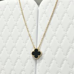  Dây Chuyền Titan Cao Cấp - Cỏ 4 Lá May Mắn Màu Vàng Đen (AO) 