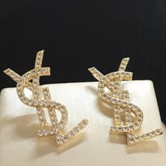  Bông Tai YSL Màu Vàng Pha Lê Trắng (AB) 