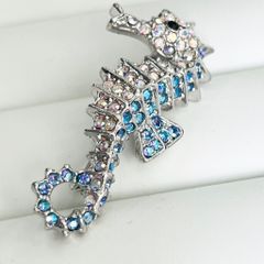  Cài Áo Nam, Nữ - Con Hà Mã Pha Lê Xà Cừ Xanh 