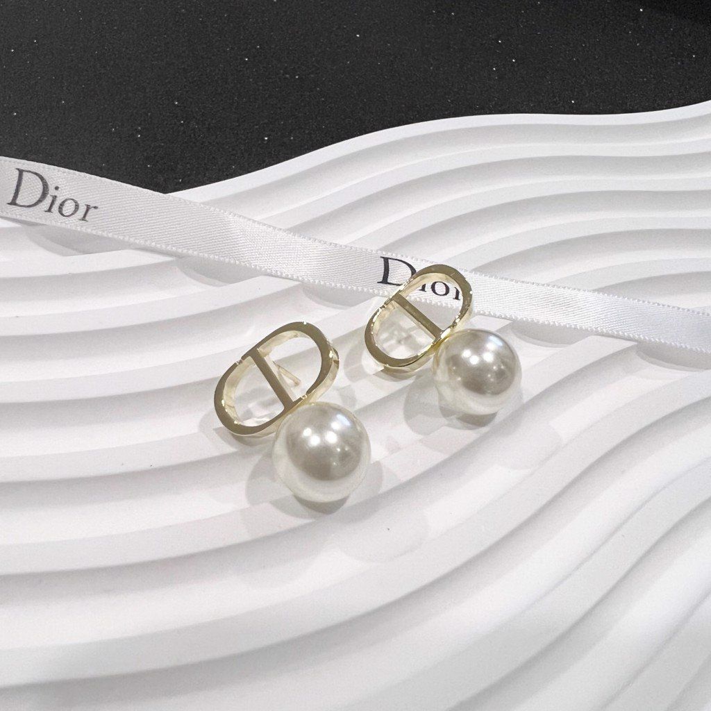  Bộ Trang Sức Dior Vàng - Vòng cổ Choker & Bông Tai Ngọc Trai, Pha Lê Quý Phái (AJ) 