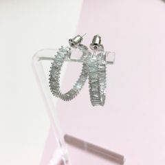  Bông Tai Khoen Tròn Màu Trắng 2,6cm Pha Lê Vuông (AY) 