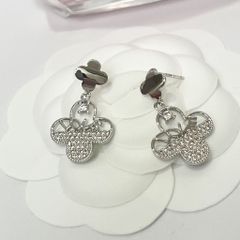  Bộ Trang Sức Cỏ 4 Lá May Mắn - Vòng Tay & Bông Tai Màu Trắng Đen Pha Lê (AH) 