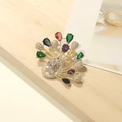  Cài Áo & Mặt Dây Chuyền - Con Công Pha Lê Màu Sang Trọng (AA) 