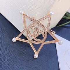  Cài Áo Nam, Nữ - Chanel Ngôi Sao Vàng Ngọc Trai & Pha Lê Trắng (BM) 