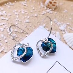  Bông Tai Khoen Tròn Trái Tim Của Đại Dương Pha Lê Xanh Bích Titanic (AE) 