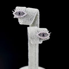  Bông Tai Bạc Cao Cấp - Đôi Mắt Pha Lê Đen & Trắng 