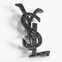  Cài Áo Nam, Nữ - YSL Bản To Pha Lê Đen Sang Trọng (AN) 