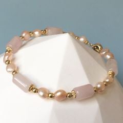  Vòng Đá Phong Thuỷ Cao Cấp - Ngọc Trai Nước Ngọt & Đá Thạch Anh Hồng Tự Nhiên Trợ Tình Yêu 