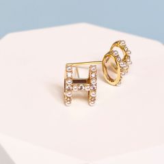  Bông Tai Hermes Màu Vàng Ngọc Trai & Pha Lê Trắng (AK) 