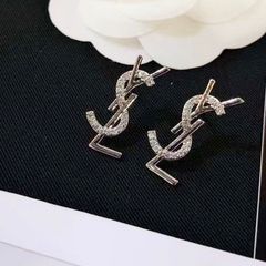  Bông Tai YSL Màu Trắng Pha Lê (AC) 