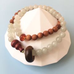  Vòng Đá Phong Thuỷ Cao Cấp - 2 Vòng Hồ Lô Gỗ Đàn Hương & Đá Ngọc Bích Xanh Lá Tự Nhiên 