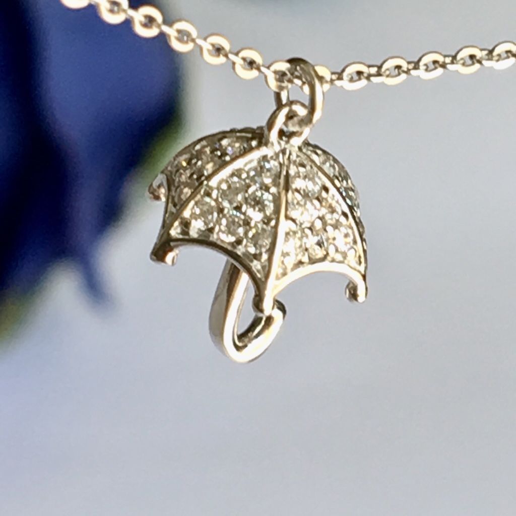  Dây Chuyền Bạc Cao Cấp - Cây Dù Pha Lê Trắng 