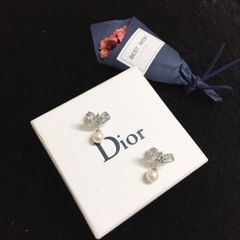  Bộ Trang Sức Dior Trắng - Vòng cổ Choker & Bông Tai Ngọc Trai, Pha Lê 3 Kiểu Đeo Quý Phái (AA) 