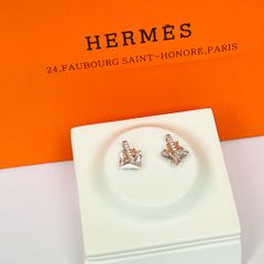  Bộ Trang Sức Hermes Trắng - Vòng Tay, Nhẫn & Bông Tai Pha Lê (AC) 