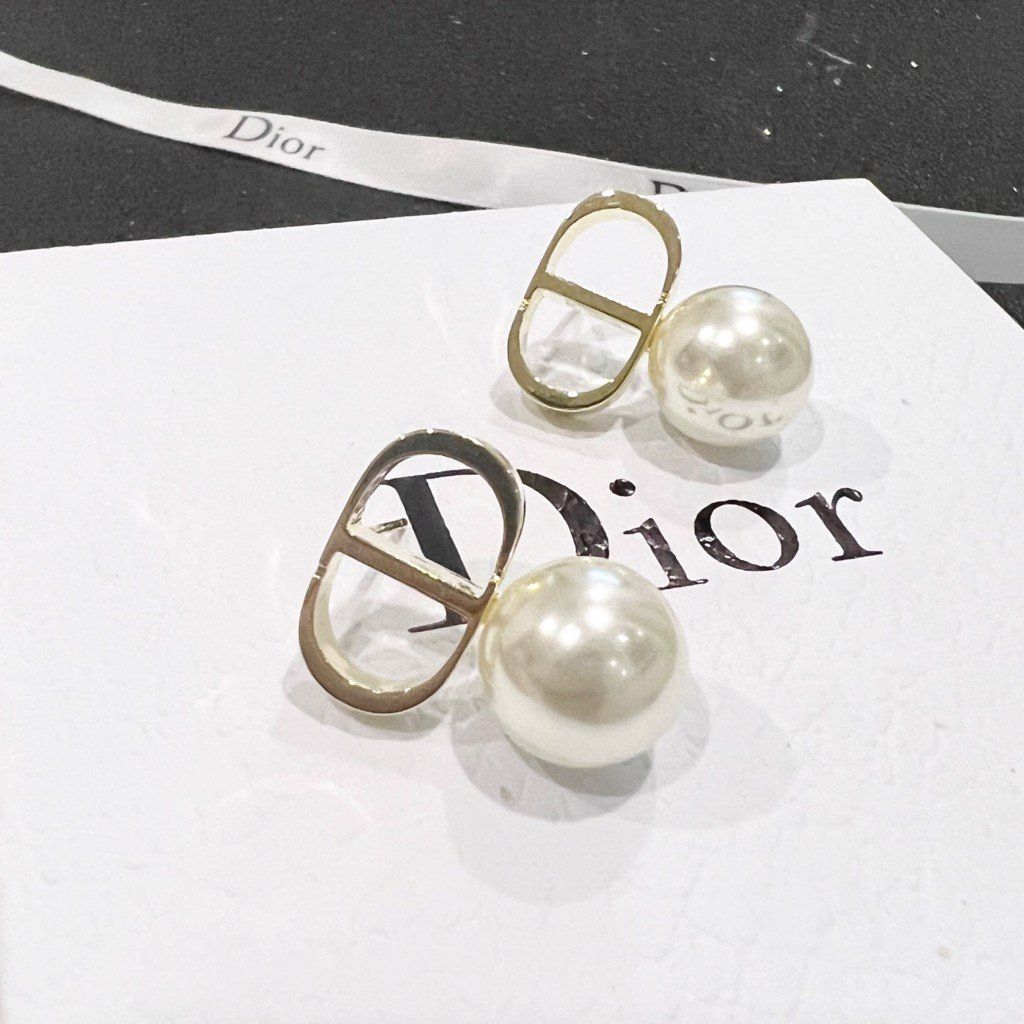  Bộ Trang Sức Dior Vàng - Vòng cổ Choker & Bông Tai Ngọc Trai, Pha Lê Quý Phái (AJ) 