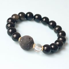  Vòng Đá Phong Thuỷ Cao Cấp - Quả Cầu Vũ Trụ Đá Obsidian & Đá Thạch Anh Trắng Tự Nhiên 